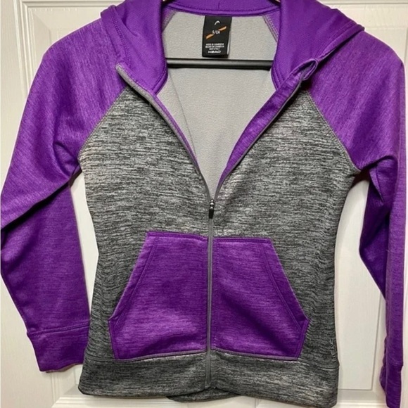 HEAD Youth Full Zip Hoodie Charcoal Heather/Purple size 7/8. NWTS - Picture 3 of 5
